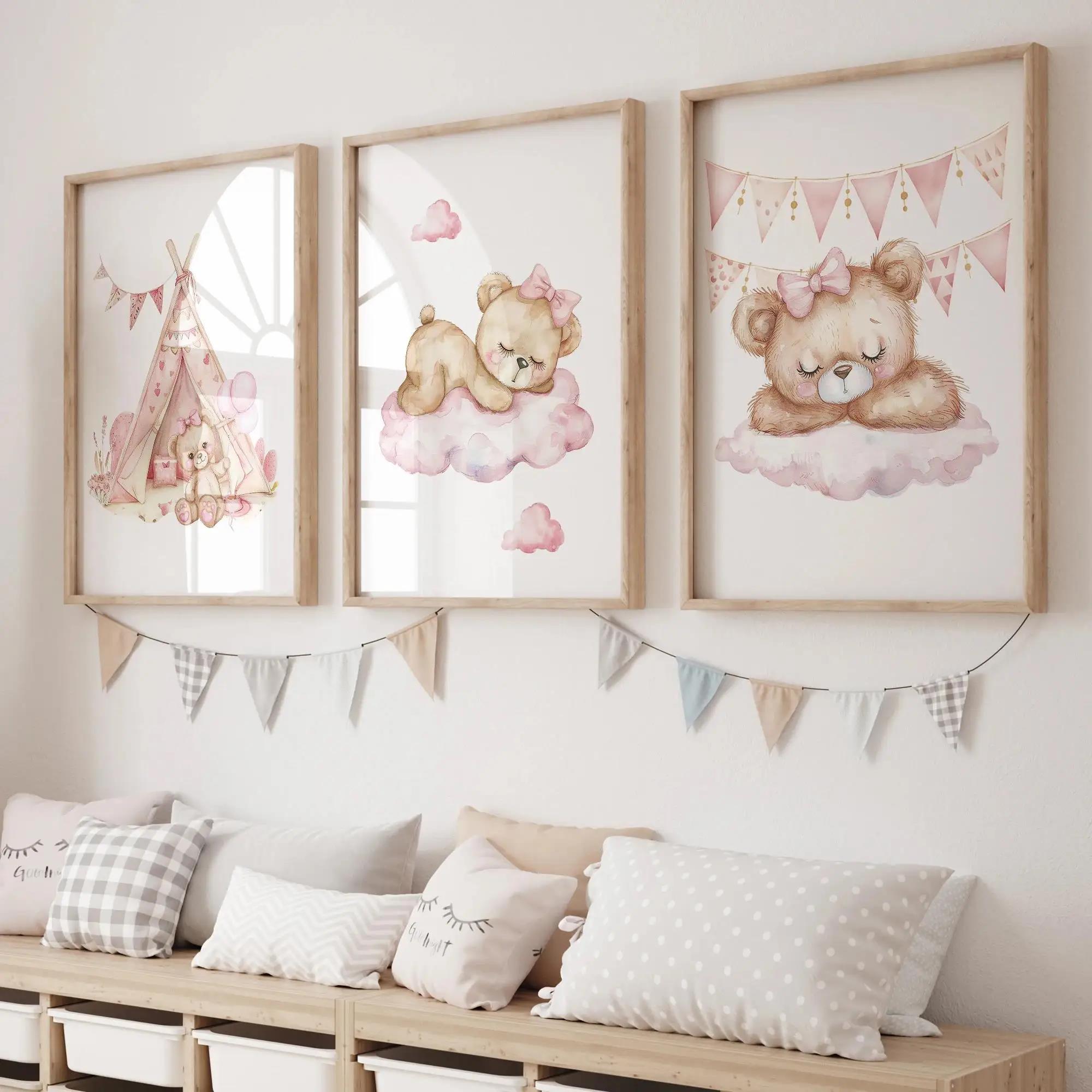 Interior Design Living Room - Pink Dream Bear Carousel Tent Swing